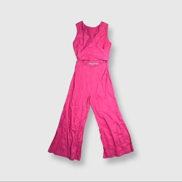 Enza Costa Pants - ENZA COSTA Linen Wrap Jumpsuit Size 1 (Small) Raspberry Color Good Condition